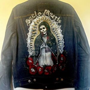 Levi’s Trucker Jacker Custom “Santa Muerte” hand painted.